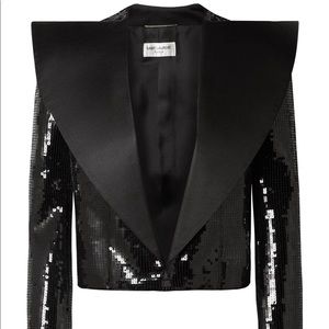 Saint Laurent Sequin Cropped Blazer